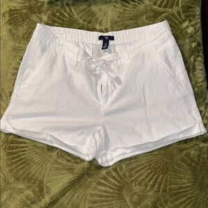 GAP White Drawstring Linen-Blend Shorts